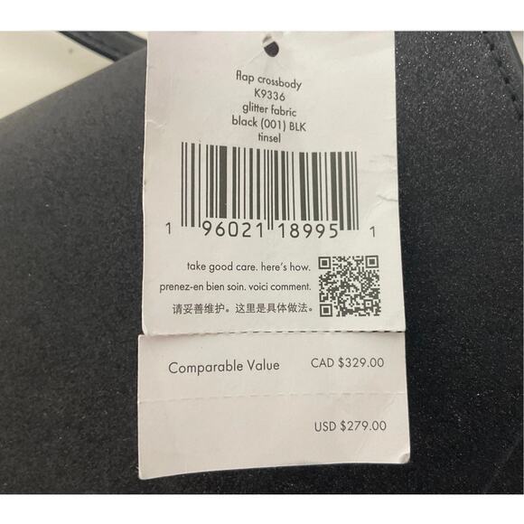 Kate Spade Black Crossbody Purse Metallic Fabric Flap Closure Gold Chain Handbag - Picture 8 of 10